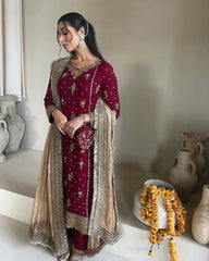 Awesome Sequence Work Red Color Salwar Suit