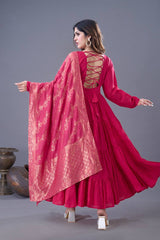 Stunning Roman SilK Pink Color Gown