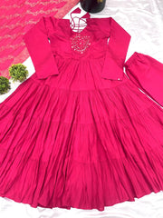 Stunning Roman SilK Pink Color Gown