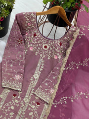 Wedding & Party Wear Embroidery Work Onion Color Sharara Suit