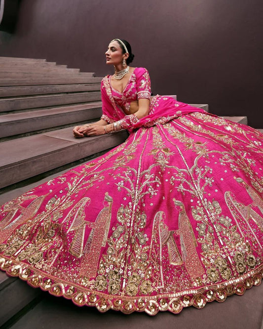Marriage Special Tapeta Silk Pink Color Lehenga Choli