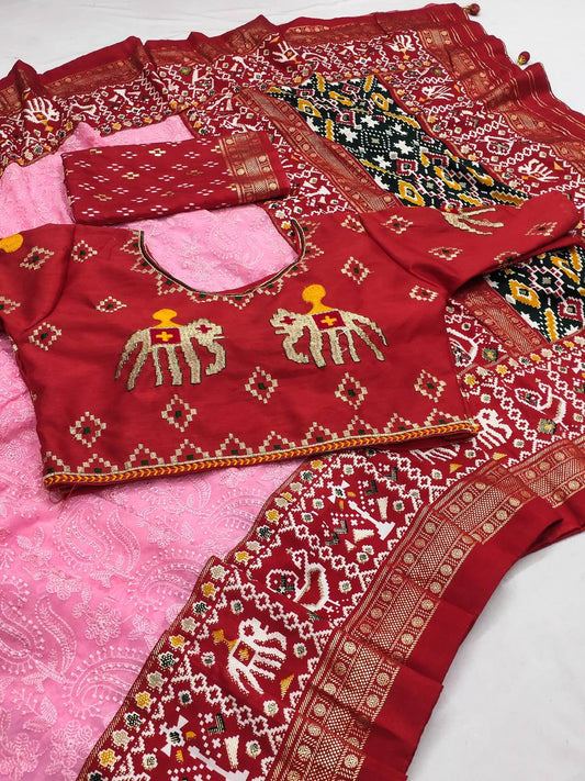 Georgette Foil Printed Pink Color Festive Wear Saree