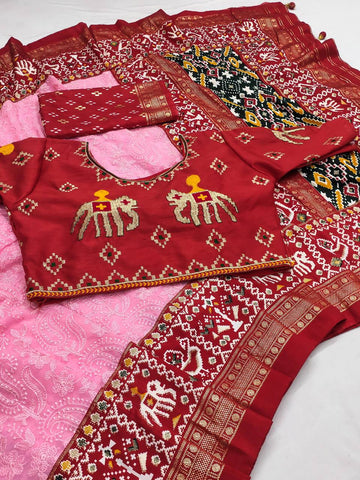 Georgette Foil Printed Pink Color Festive Wear Saree