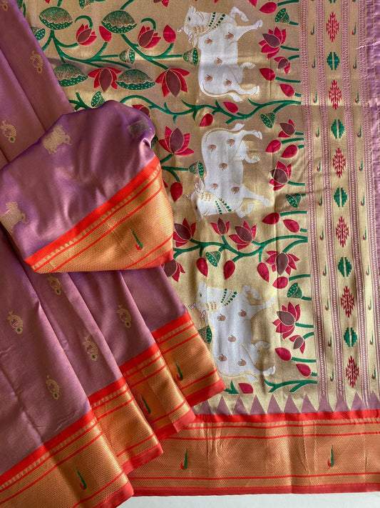Adorable Paithani Weaving Baby Pink Color Saree
