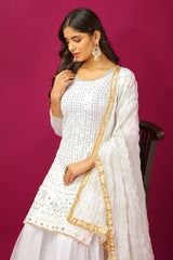 Beautiful Georgette White Color Sharara Suit