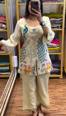 Good Looking Simmer Silk White Color Top With Pent
