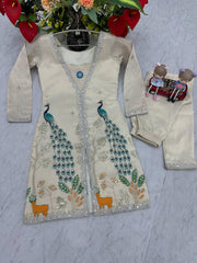 Good Looking Simmer Silk White Color Top With Pent