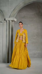 Designer Yellow Color Lehenga Choli With Koti