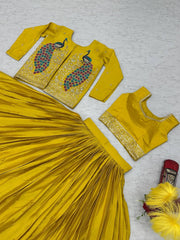 Designer Yellow Color Lehenga Choli With Koti