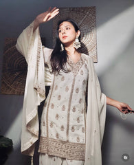 Classic Embroidery Work White Color Sharara Suit