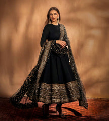 Attractive Georgette Sequence Work Black Color Gown