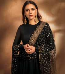 Attractive Georgette Sequence Work Black Color Gown
