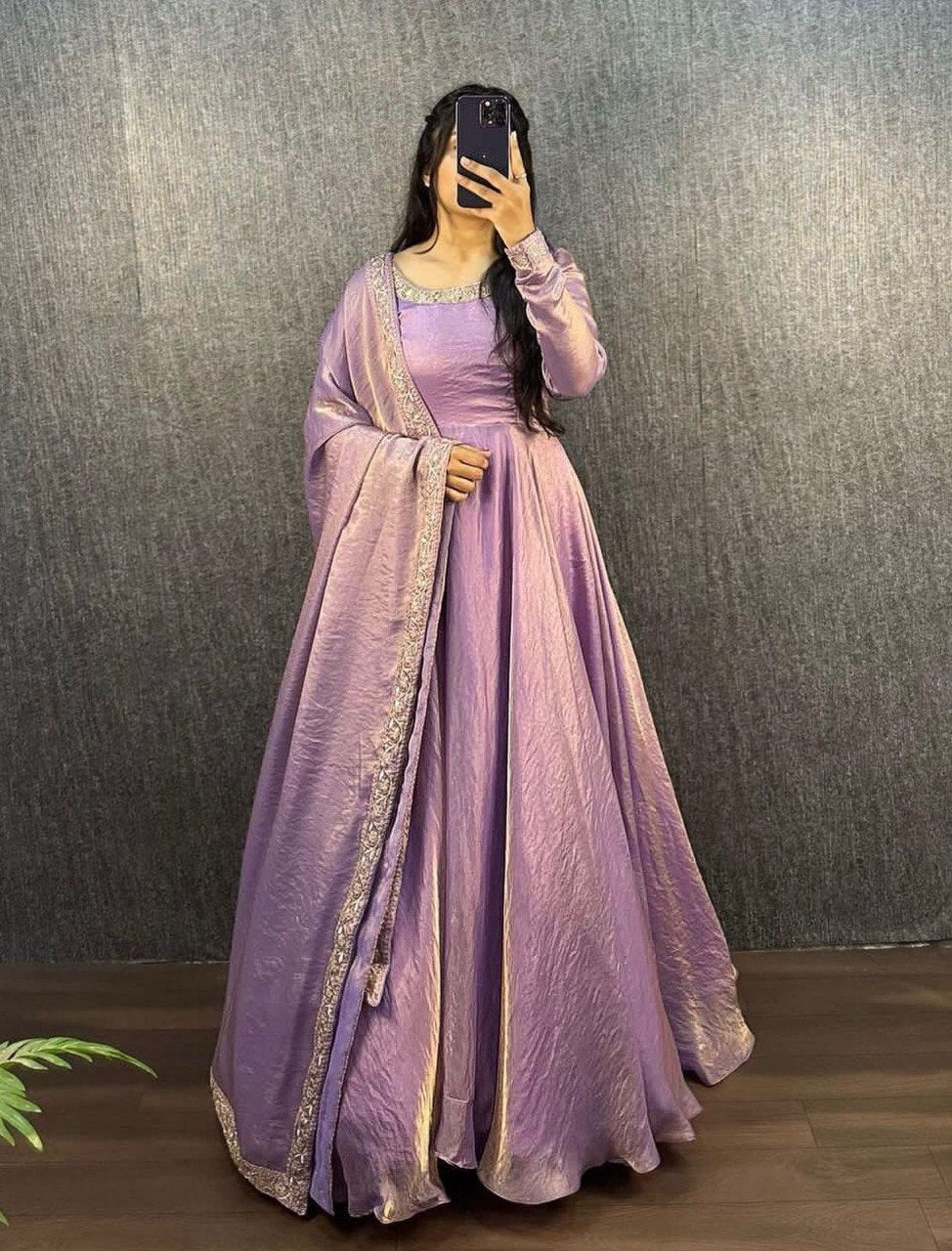 Pretty Fendy Silk Pink Color Gown
