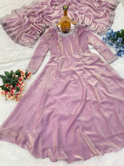 Pretty Fendy Silk Pink Color Gown