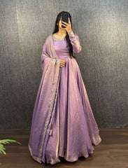 Pretty Fendy Silk Pink Color Gown