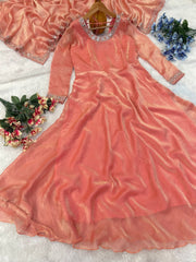 Pretty Fendy Silk Orange Color Gown
