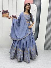 Designer Lavender Color Embroidery Work Lehenga Choli