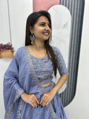 Designer Lavender Color Embroidery Work Lehenga Choli