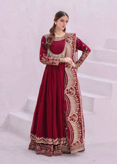 Blissful Georgette Thread Work Red Color Gown