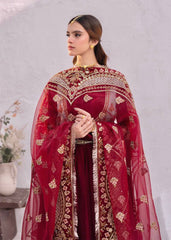 Blissful Georgette Thread Work Red Color Gown