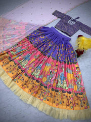Occasion Wear Cotton Purple Multi Color Lehenga Choli