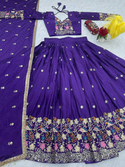 Occasion Wear Chinon Purple Color Lehenga Choli