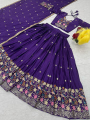 Occasion Wear Chinon Purple Color Lehenga Choli