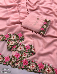 Preferable Georgette Pink Color Saree