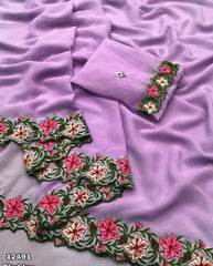 Preferable Georgette Purple Color Saree