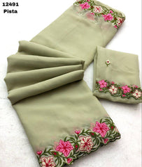 Preferable Georgette Perrot Color Saree
