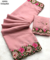 Preferable Georgette Pink Color Saree