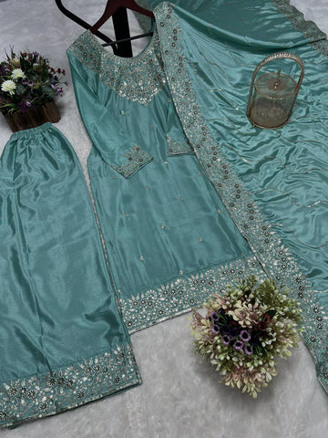 Exotic Sequence Work Sky Blue Color Salwar Suit