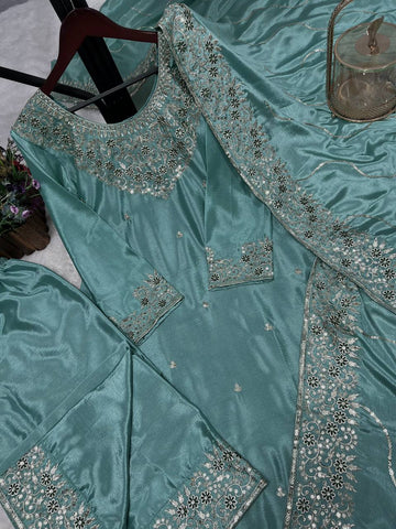 Exotic Sequence Work Sky Blue Color Salwar Suit