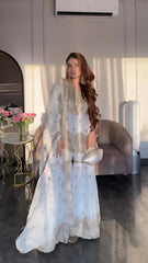 Flattering Chinnon Silk White Color Sharara Suit