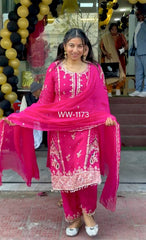 Awesome Chinon Silk Pink Color Salwar Suit