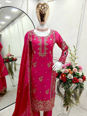 Awesome Chinon Silk Pink Color Salwar Suit