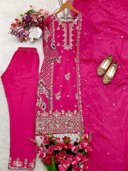 Awesome Chinon Silk Pink Color Salwar Suit