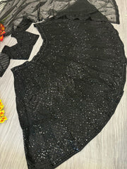 Outstanding Embroidery Work Black Color Lehenga Choli