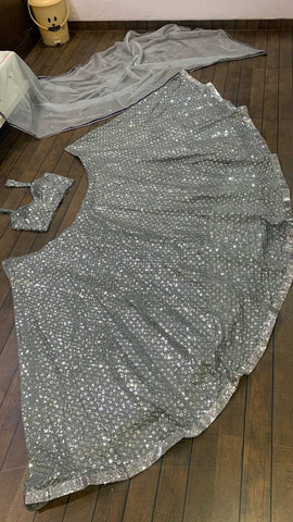 Awesome Sequence Work Silver Color Lehenga Choli
