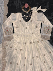 Eyes Catching Sequnce Work Cream Color Gown