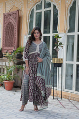 Adorable Cotton Yellow Wine Color Salwar Suit
