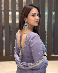 Designer Georgette Lavender Color Palazzo Suit