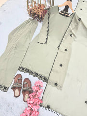 Captivating Embroidery Work Off White Color Palazzo Suit