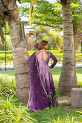 Occasion Wear Embroidery Work Purple Color Lehenga Choli