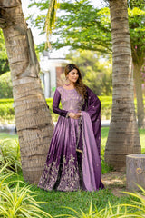 Occasion Wear Embroidery Work Purple Color Lehenga Choli