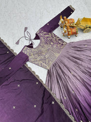 Occasion Wear Embroidery Work Purple Color Lehenga Choli