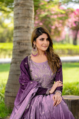 Occasion Wear Embroidery Work Purple Color Lehenga Choli