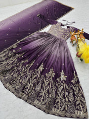Occasion Wear Embroidery Work Purple Color Lehenga Choli