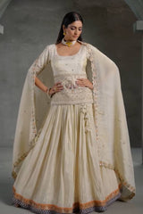 Fantastic Sequence Work White Color Top With Lehenga