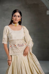 Fantastic Sequence Work White Color Top With Lehenga